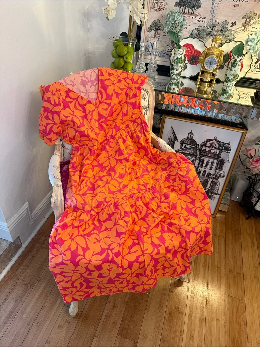 J. Crew Pink and Orange Floral Shift Dress